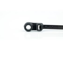 WKK - Poliamidowe opaski zaciskowe - z otworem montażowym pod śrubę - Czarny (odporny na promieniowanie UV) - 382x7,6mm - 100 sztuk