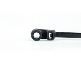 WKK - Poliamidowe opaski zaciskowe - z otworem montażowym pod śrubę - Czarny (odporny na promieniowanie UV) - 382x7,6mm - 100 sztuk
