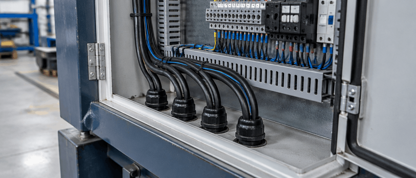 Prowadzenie kabli wewnątrz szafy elektrycznej
